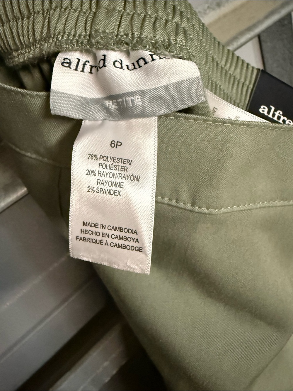 Alfred Dunner High-Waist Wide Leg Pant Trouser - Olive/Sage Green sz 6 PETITE - Picture 7 of 9